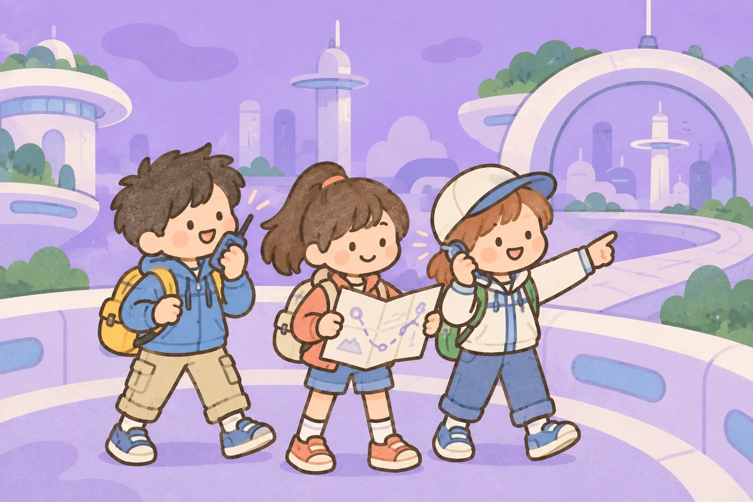 原创儿童探索战队插画 / Original children exploration team illustration